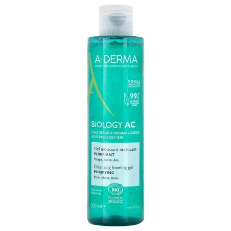 A-Derma Biology AC Gel Moussant Nettoyant Purifiant Bio Peaux Grasses à Tendance Acnéique 200ml