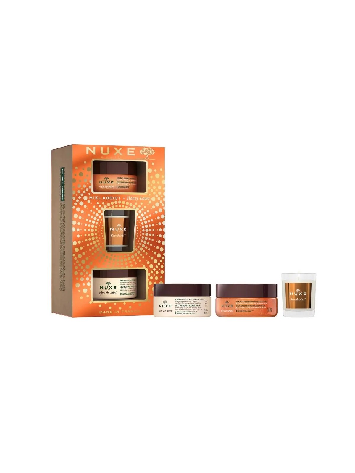 Coffret Rêve De Miel Gommage Corps, Baume Corps & Bougie