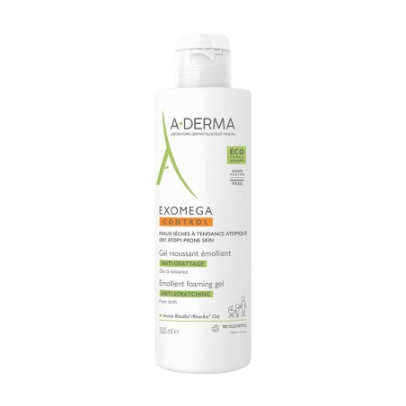 A-Derma Exomega Control Gel Moussant Emollient Peaux A Tendance Atopique 500ml