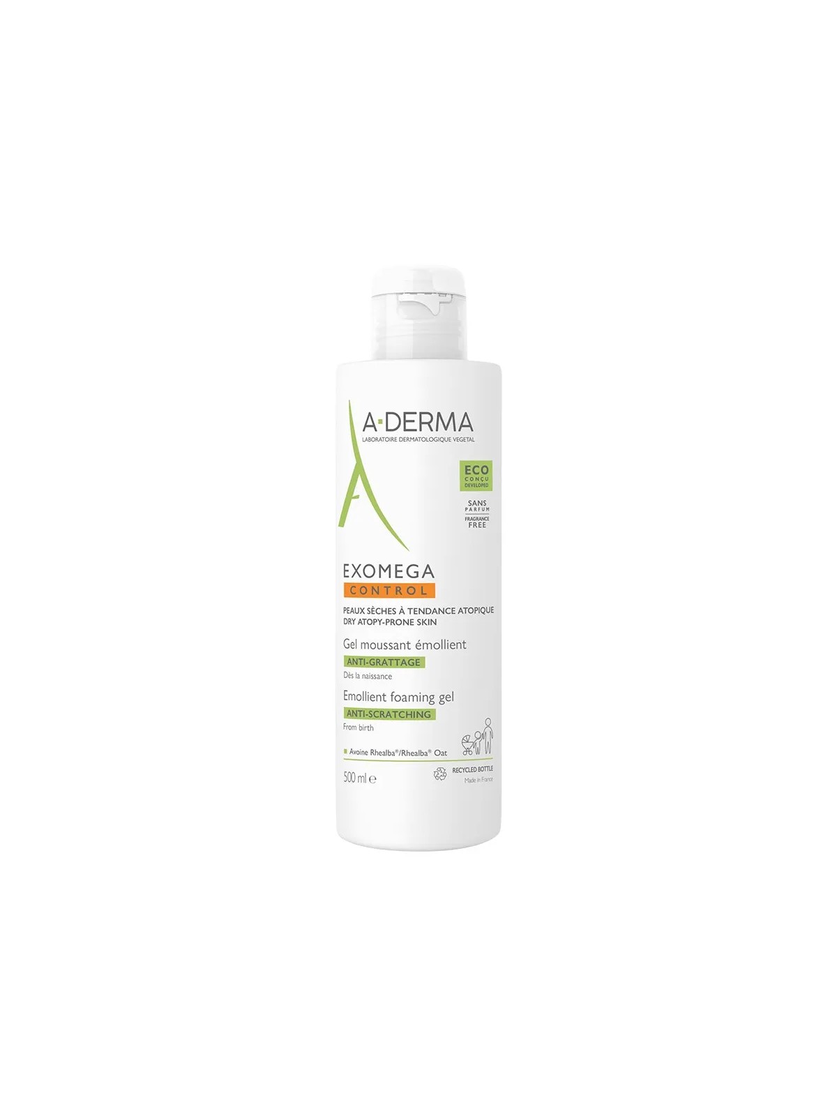 A-Derma Exomega Control Gel Moussant Emollient Peaux A Tendance Atopique 500ml