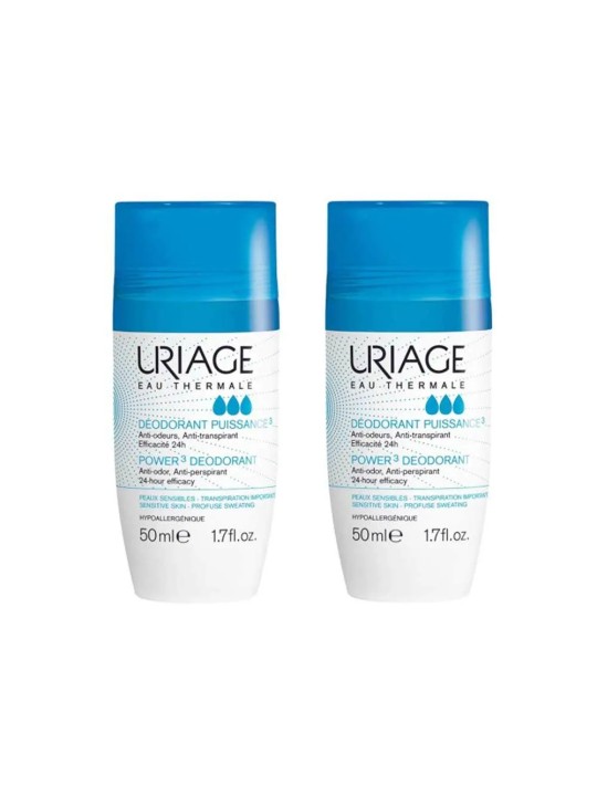 Uriage Hygiène Deodorant Puissance 3 Roll On Peaux Sensibles 2x50ml