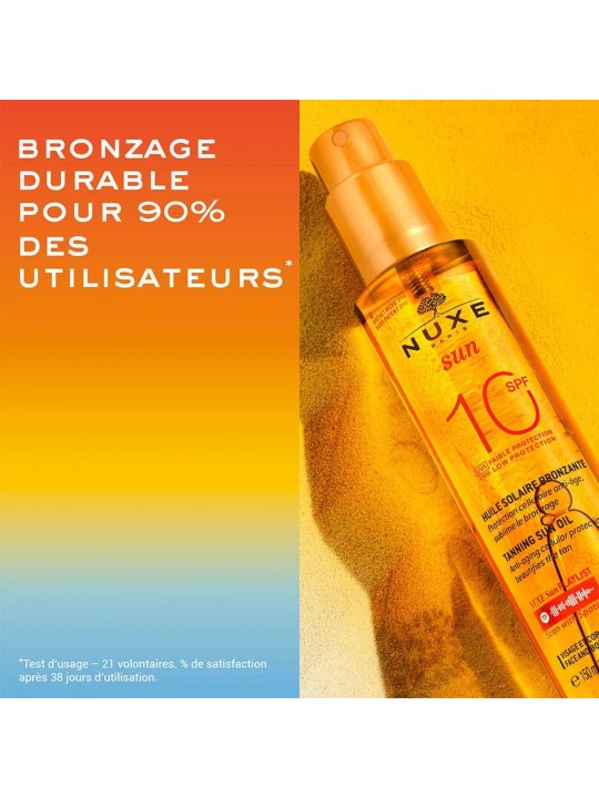 Nuxe Sun Huile Bronzante Anti-age Faible Protection Spf10 Visage Et Corps 150ml