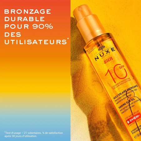 Nuxe Sun Huile Bronzante Anti-age Faible Protection Spf10 Visage Et Corps 150ml