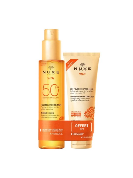 Nuxe Sun Huile bronzante haute protection SPF50 150ml + Lait fraicheur après-soleil 100ml