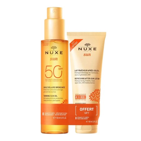 Nuxe Sun Huile bronzante haute protection SPF50 150ml + Lait fraicheur après-soleil 100ml