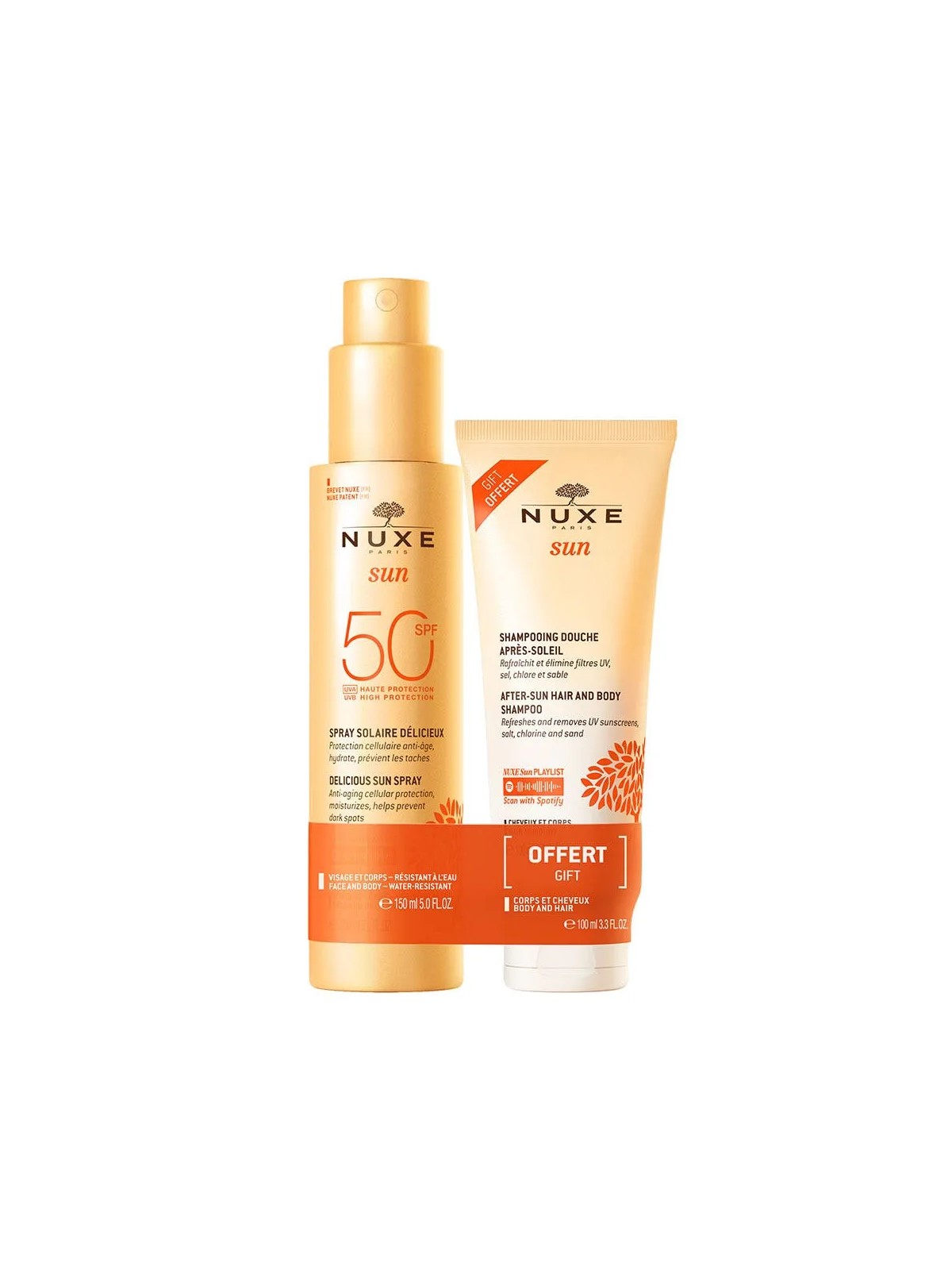 Nuxe Spray Fondant Spf50 Sun 150ml + Shampooing Douche Après-Soleil 100ml