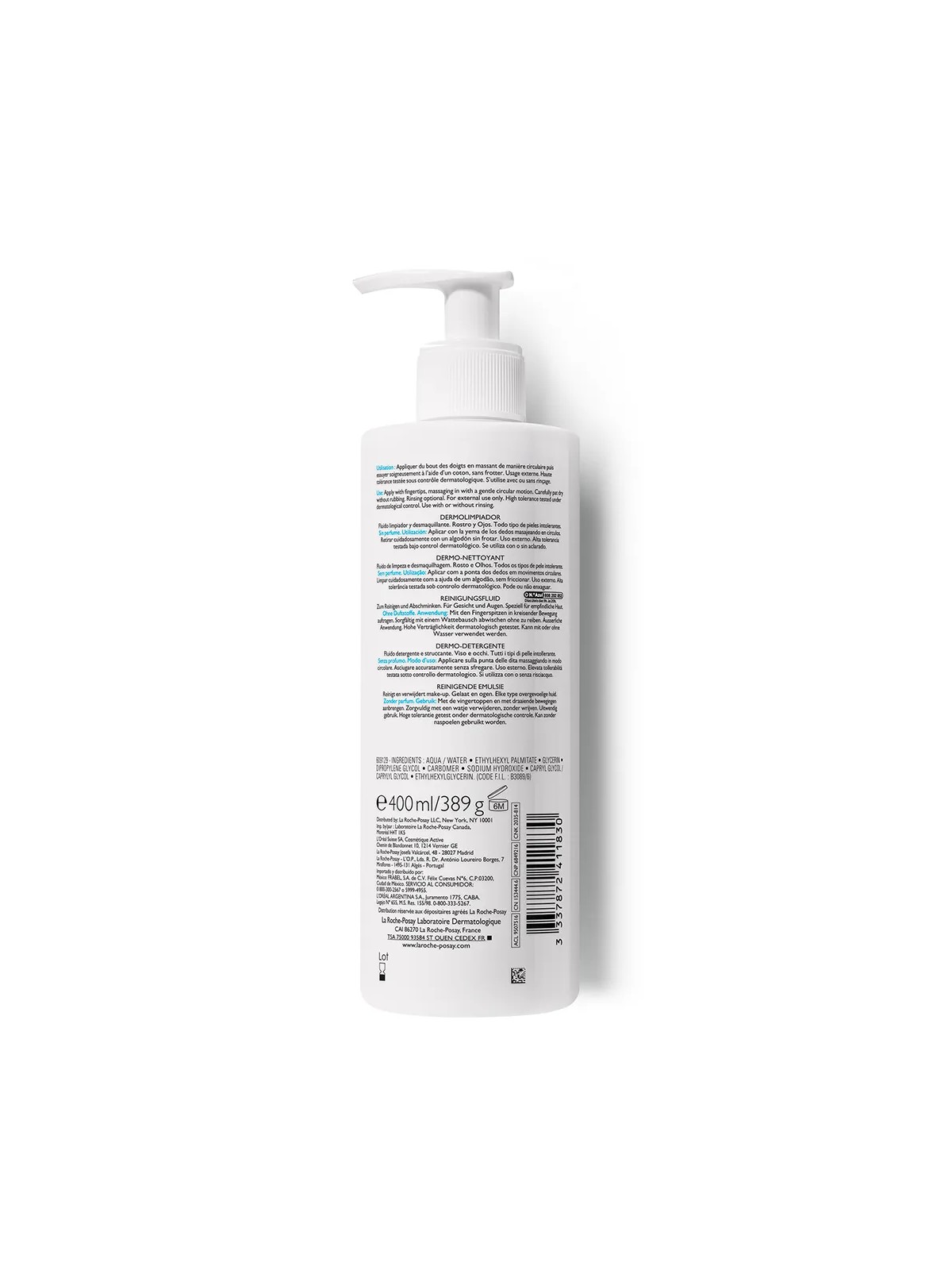 La Roche-Posay Toleriane Lait démaquillant fluide Dermo-Nettoyant 400ml