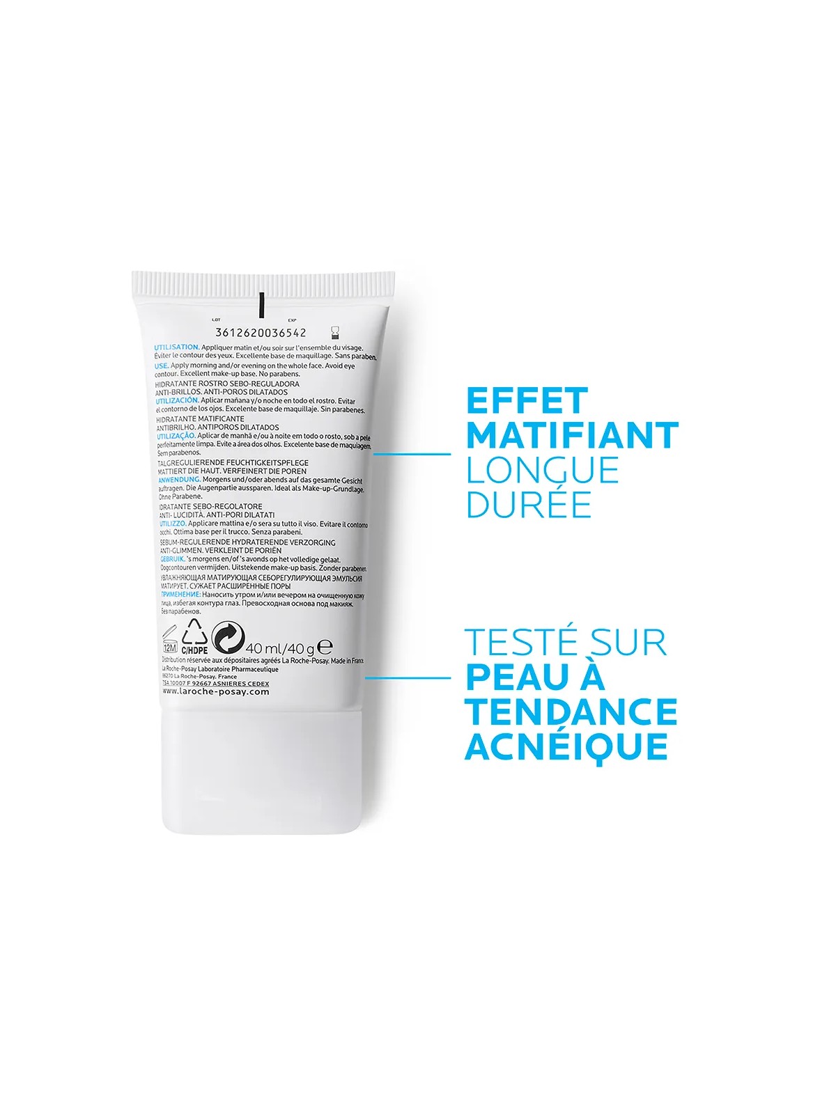 La Roche-Posay Effaclar Creme Hydratante Visage Mat Peau Grasse Tendance Acneique 40 ml