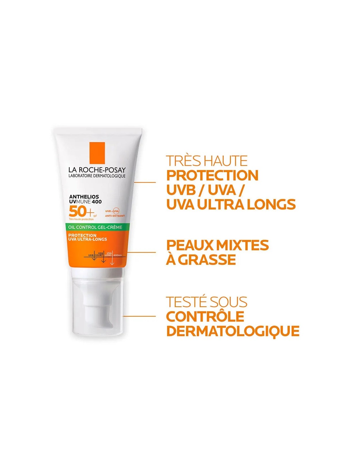 La Roche-Posay Anthelios UVMUNE 400 Gel Crème Oil Control SPF50+ Avec Parfum 50ml