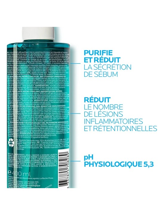 La Roche-Posay Effaclar Gel nettoyant anti-imperfections à l’acide salicylique 400ml